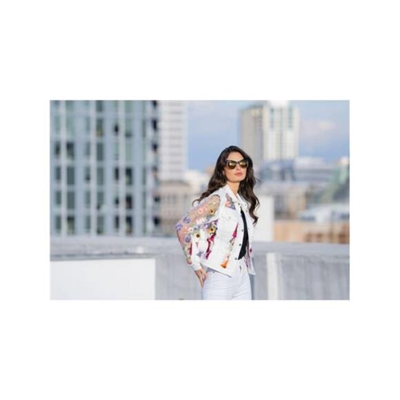 NWT - ADORE White Denim Jacket with Floral Embroidery - Picture 6 of 6